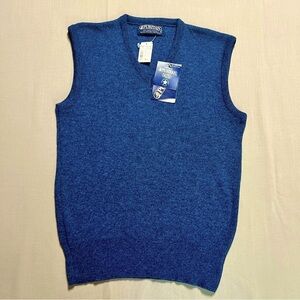 Vintage NWT Puritan Sleeveless Sweater Vest Men's Small Blue Grandpa Grunge USA